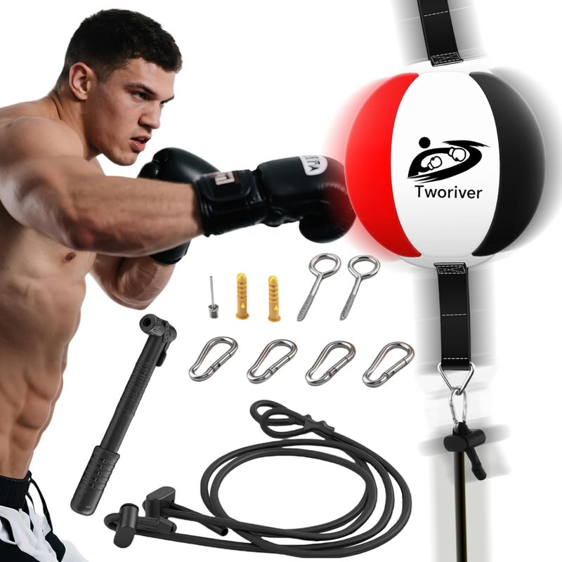 SANJOIN Double End Bag Boxing, Adjustable Cords Punching Bag Boxing Ball Speed Reflex Bags, Home Gym Punching Training Equipment Set for Reaction Agility Hand Eye Coordination, Good for Adults & Kids - Image 1